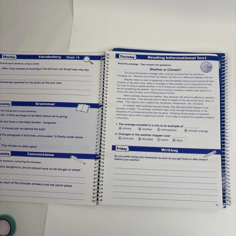 2 Set Of Daily  Math & Language‎ Practice Journals Grades 5, Unused